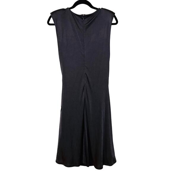 Express Metallic Silver Gray Sleeveless Wrap Regency Dress Size M Classic Sleek - Picture 5 of 12